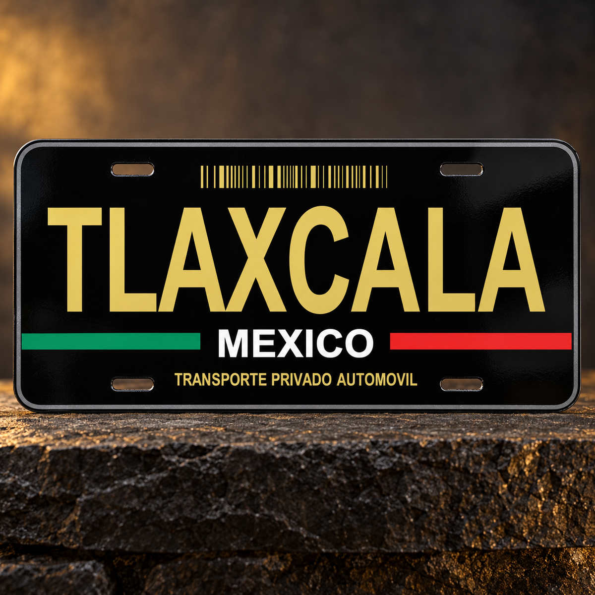 Black Tlaxcala Mexico State License Plate