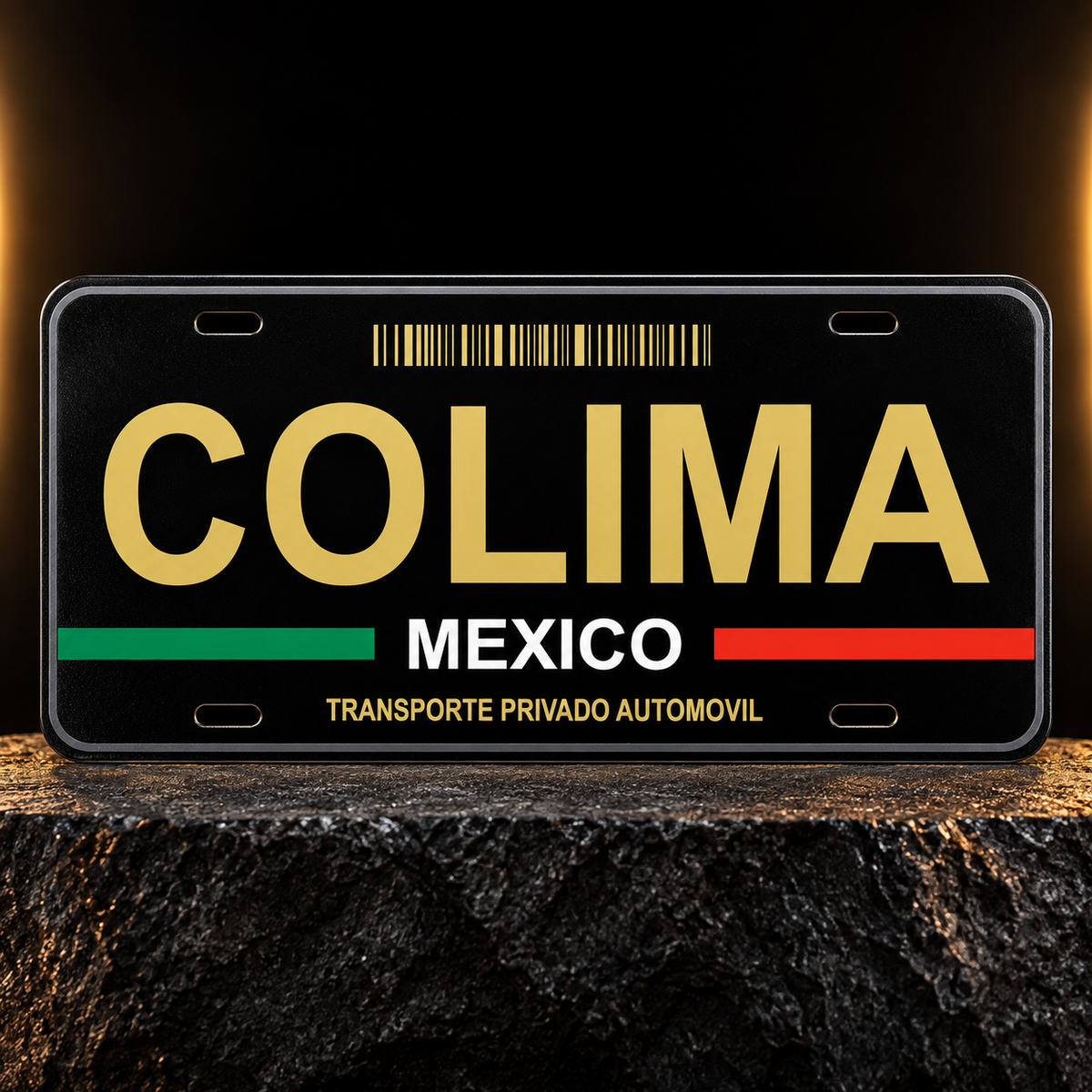 Black Colima Mexico State License Plate