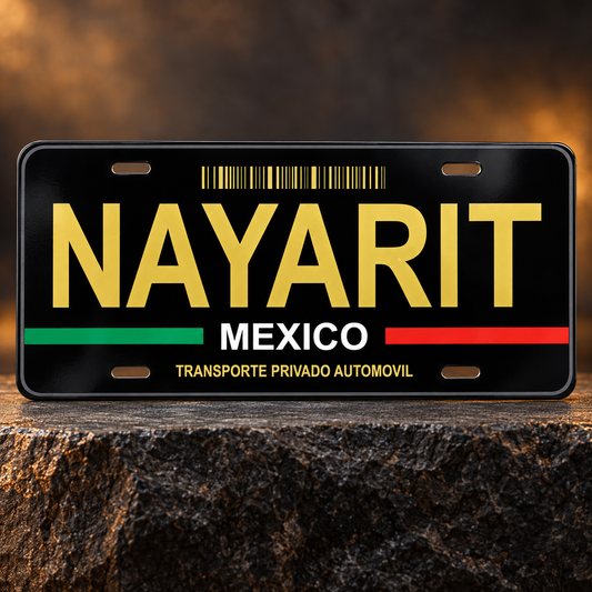 Black Nayarit Mexico State License Plate