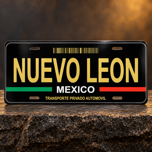 Black Nuevo Leon Mexico State License Plate