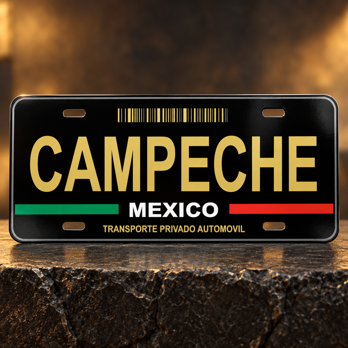 Black Campeche Mexico State License Plate