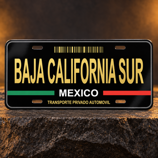 Black Baja California Sur Mexico State License Plate