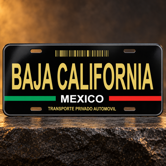 Black Baja California State License Plate