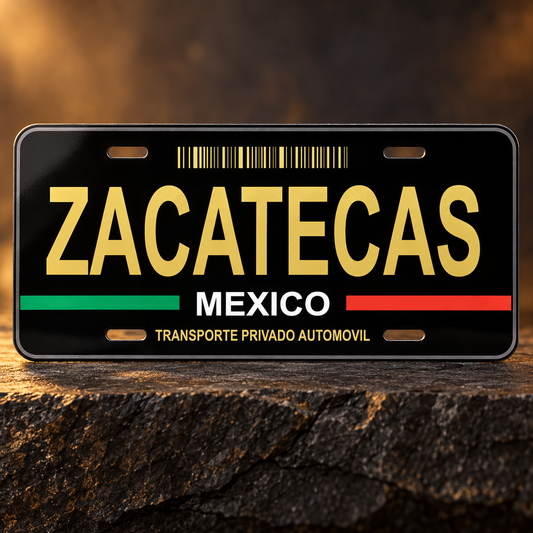 Black Zacatecas State License Plate