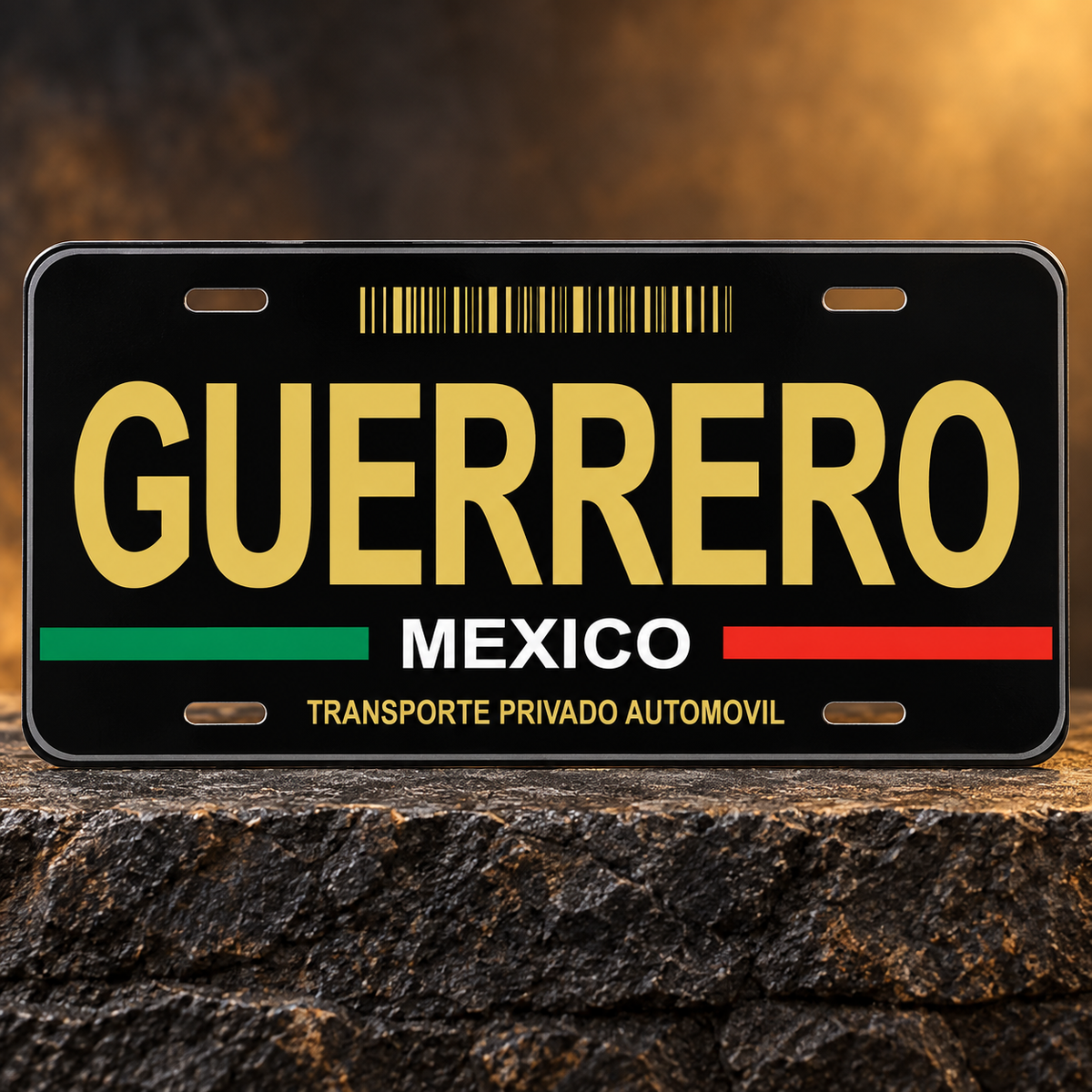 Black Guerrero Mexico State License Plate