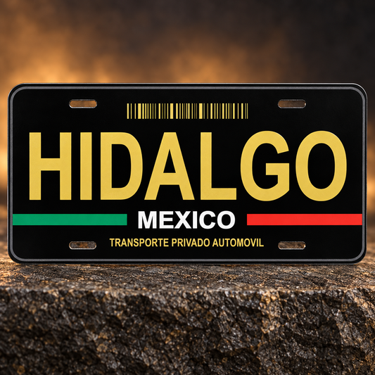 Black Hidalgo Mexico State License Plate