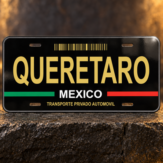 Black Querétaro Mexico State License Plate