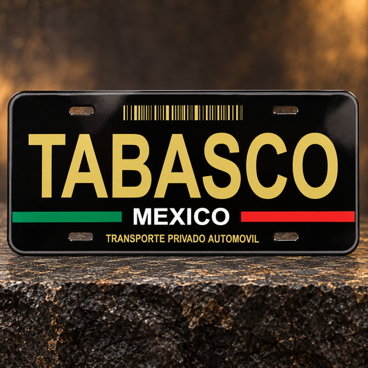 Black Tabasco Mexico State License Plate