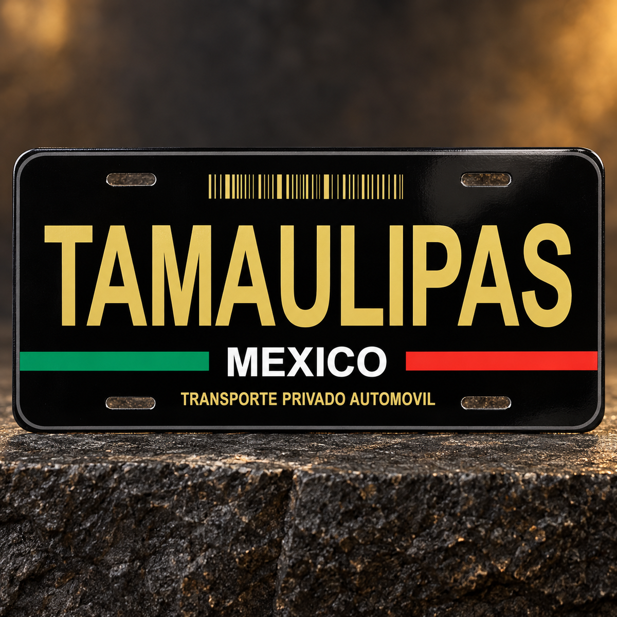 Black Tamaulipas Mexico State License Plate