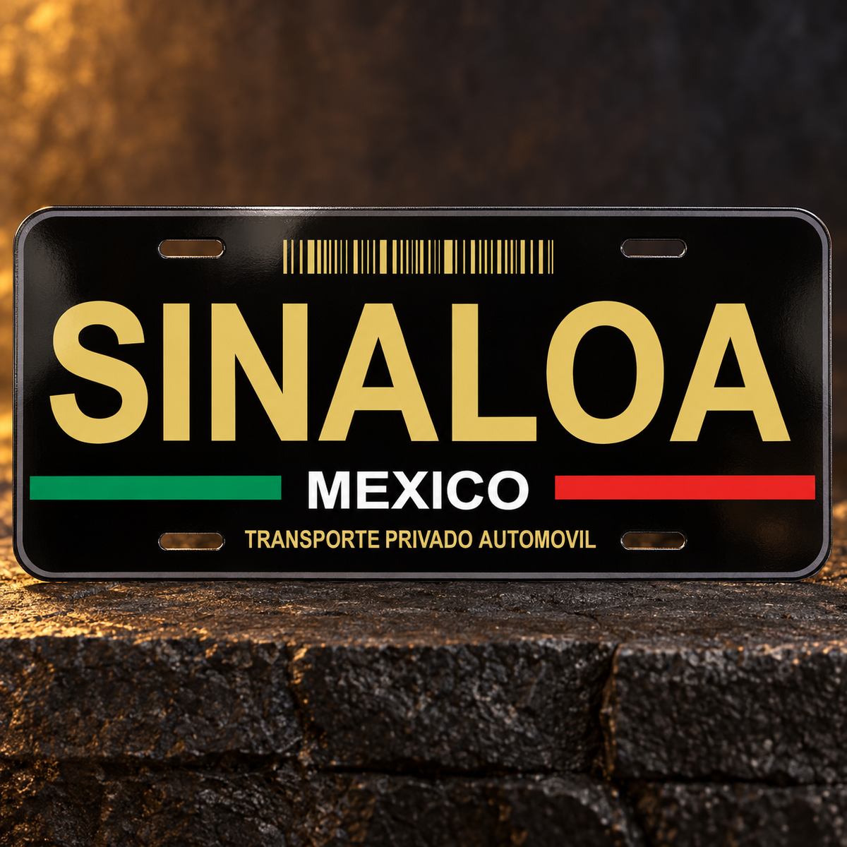Black Sinaloa Mexico State License Plate